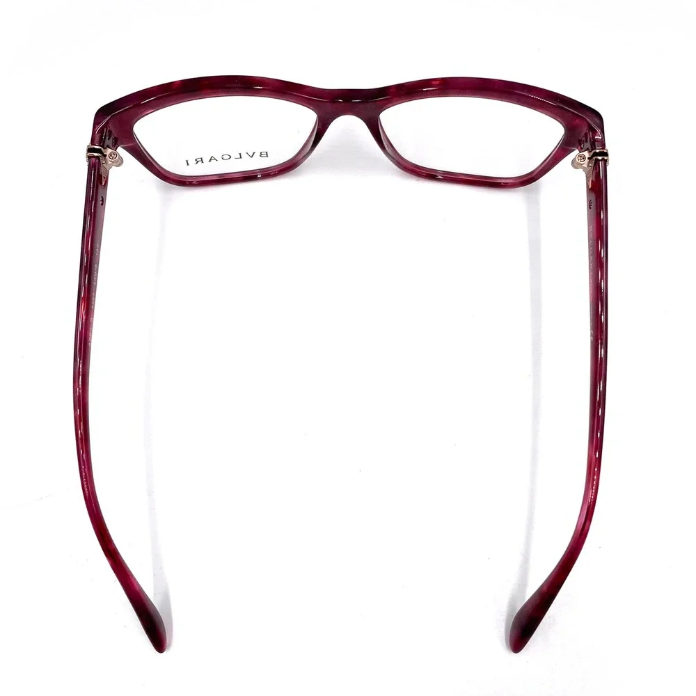 Bvlgari Cat Eye Eyeglasses Cherry Marble 4080-B Acetate‎ Full Rim Frames Women's